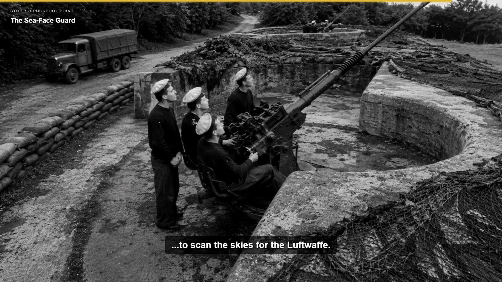 An anti-aircraft crew at Puckpool Battery